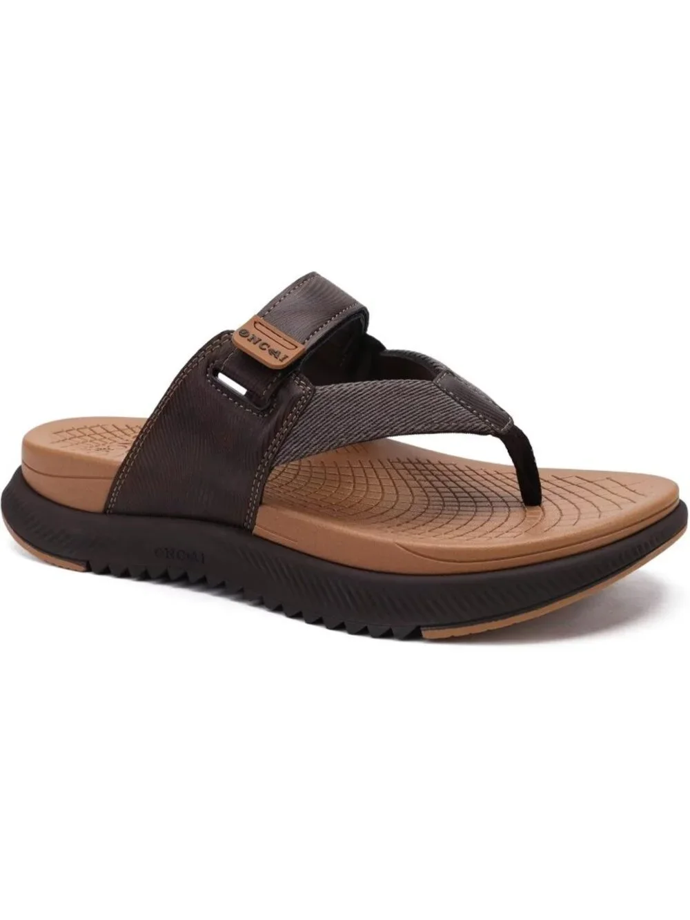 Men's Khaki Brown Orthopaedic Flip Flops Walking Sandals with Arch Support Sport
